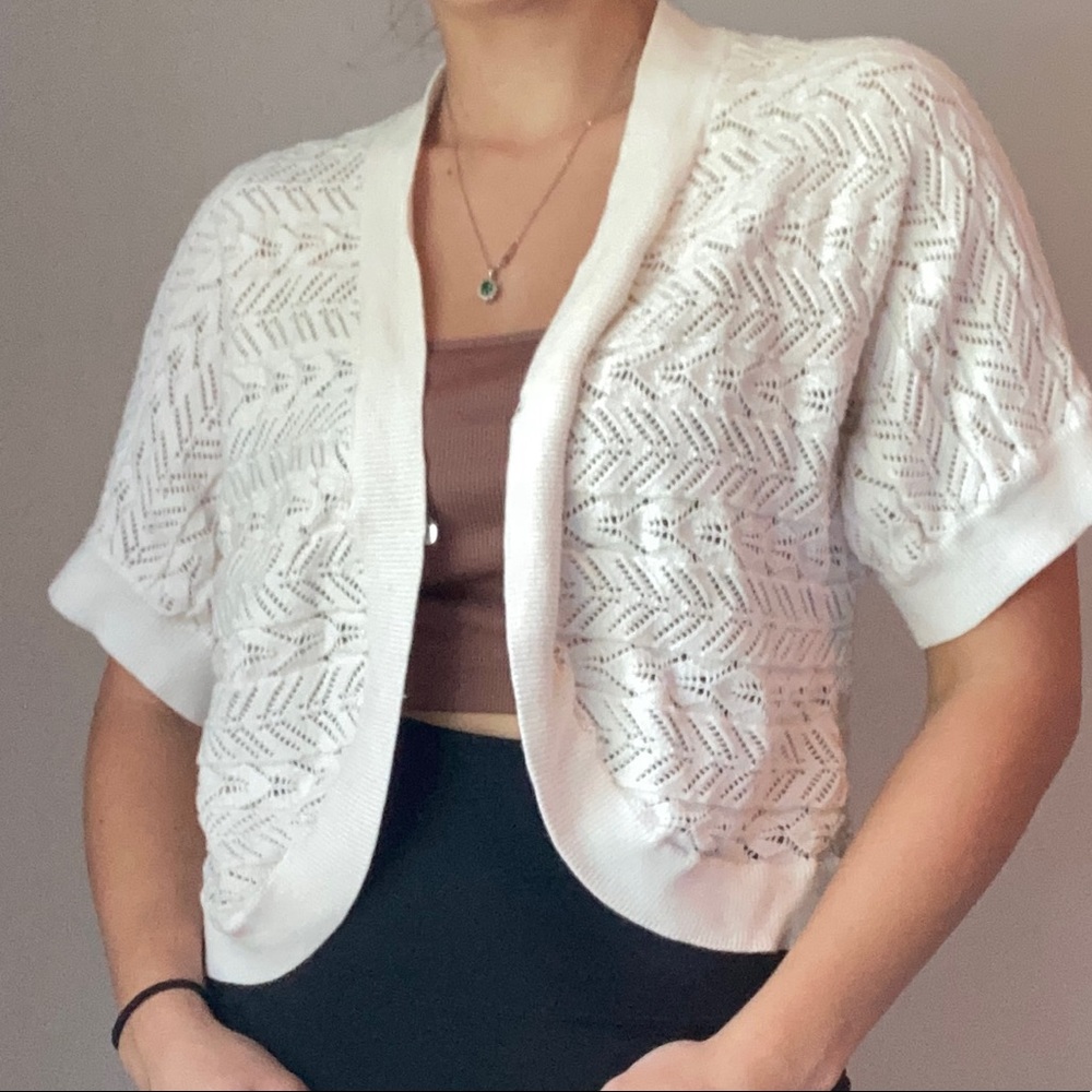 Dainty White Crochet Knit Crop Top